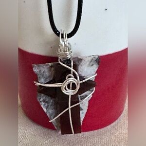 Handmade Cross Red Mosaic Glass & Marble Wire-Wrapped Pendant Necklace 4273 R